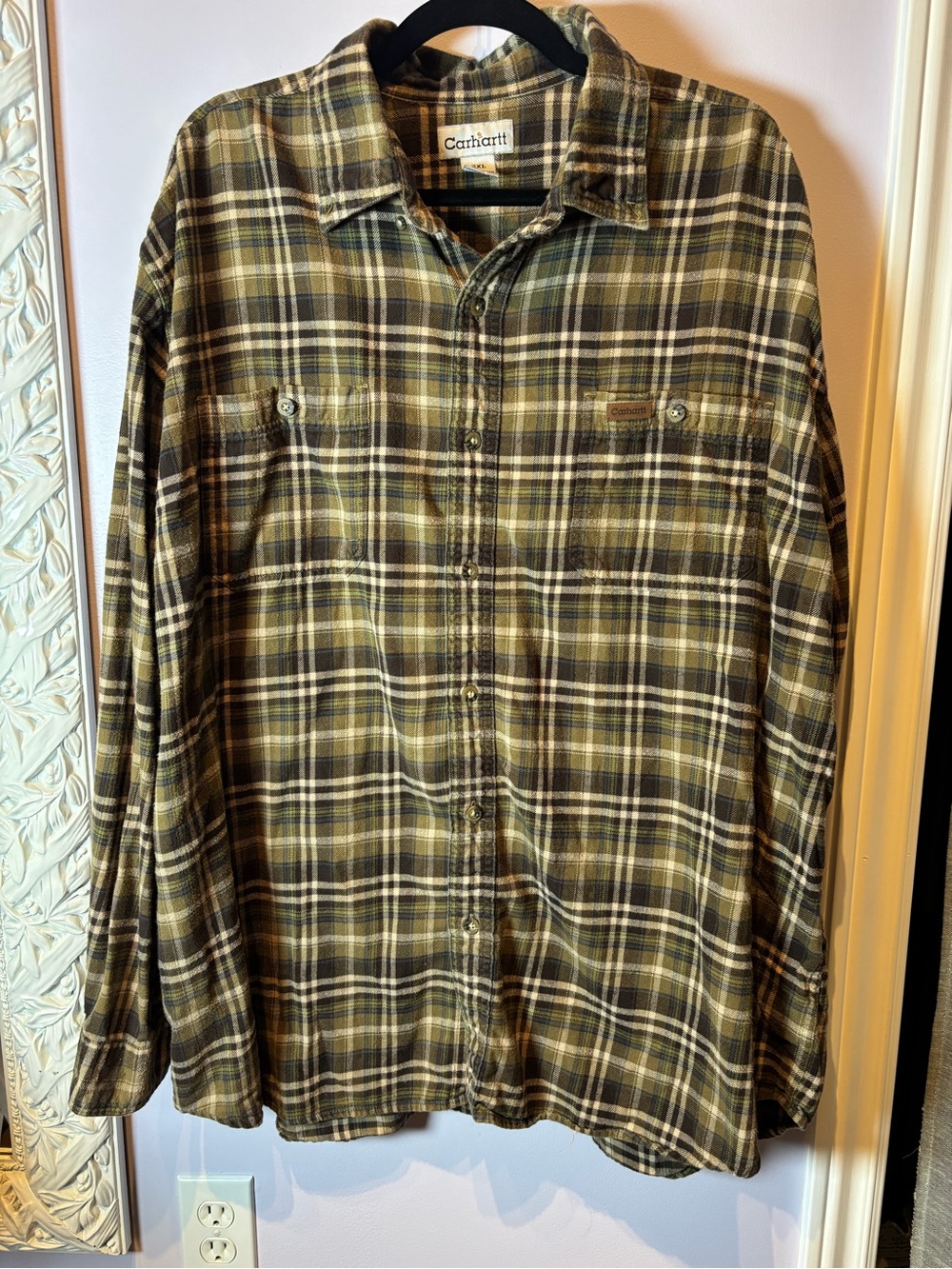 Carhartt Olive and Brown Plaid Shirt Jacket